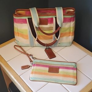 Coach summer multi color tote